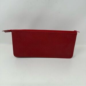 Smythson Leather Zipper Pouch Makeup Pencil Red